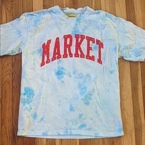 Arket Blue Tie-Dye T-Shirt with Red Print